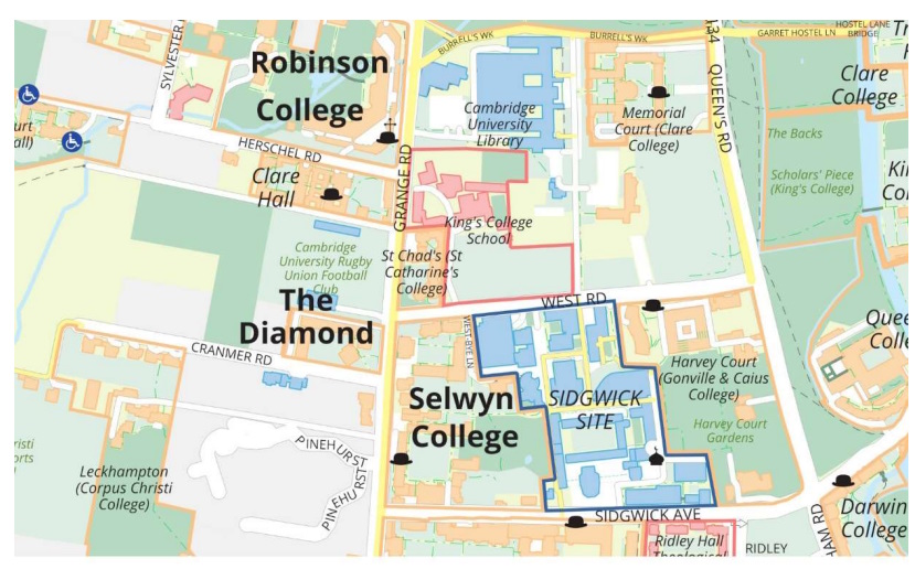 Venue Map - Robinson and Selwyn Colleges